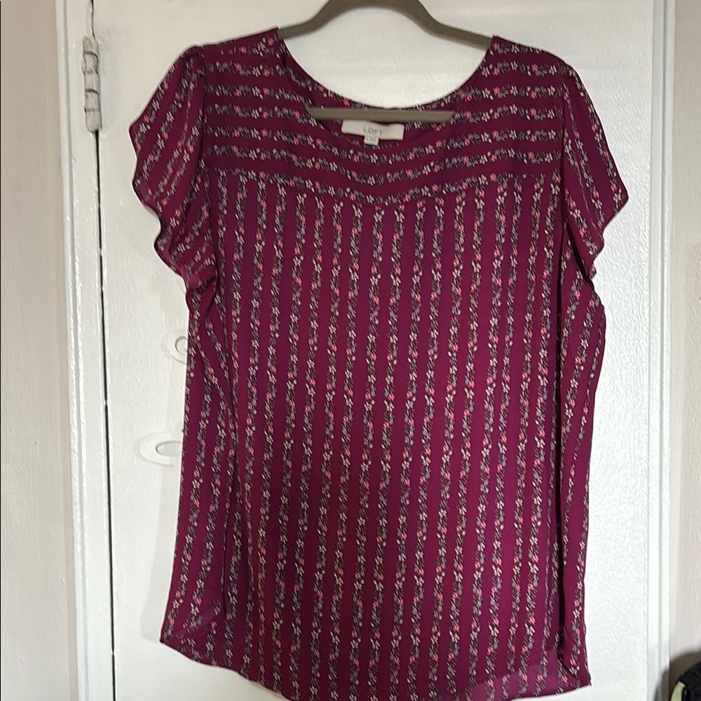 LOFT Women's Magenta Floral Blouse